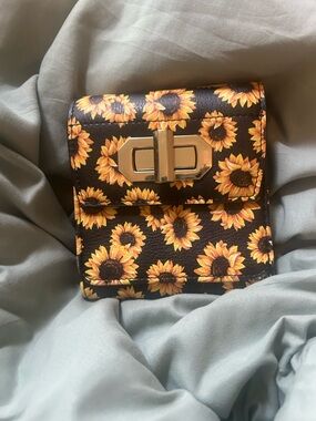Sunflower Print Black wallet
